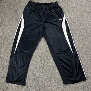 Adidas Pants Mens XL Navy Blue Tear Away Baggy Wide Leg Snap Button‎ Track